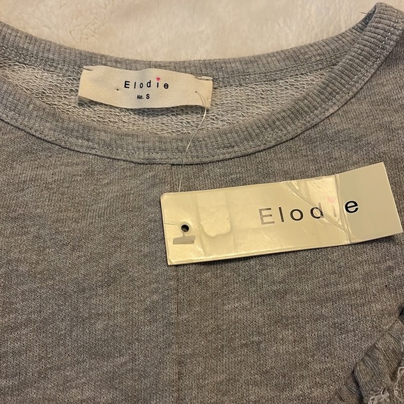 Elodie Light Gray Ruffled Sweater size Small NWT - Picture 2 of 7